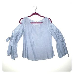 Blue & White Striped cold shoulder blouse